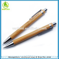 Engraved logo customized promotional bamboo ballpen with metal clip